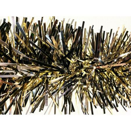 QUEENS OF CHRISTMAS 6 in. Mylar Sections Garland, Black & Gold - 20 ft. HP-GAR-PRDUE-06